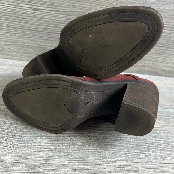 Lucky Brand Salza brick red leather asymmetrical ankle boots with zipper sz 6.5 - Picture 13 of 13